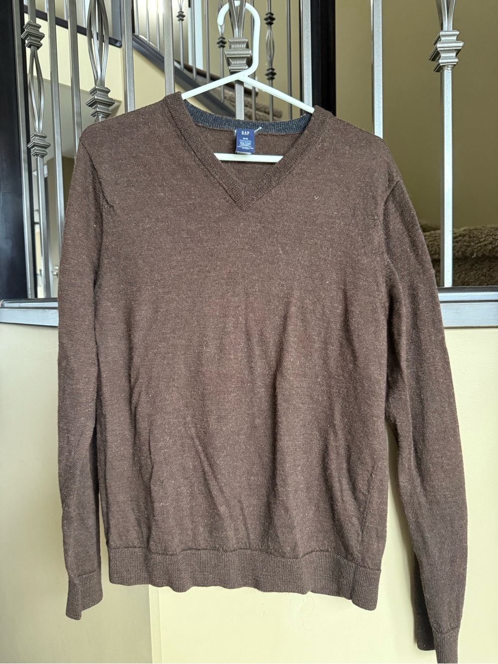 GAP Men's V-Neck Sweater in Chocolate Brown